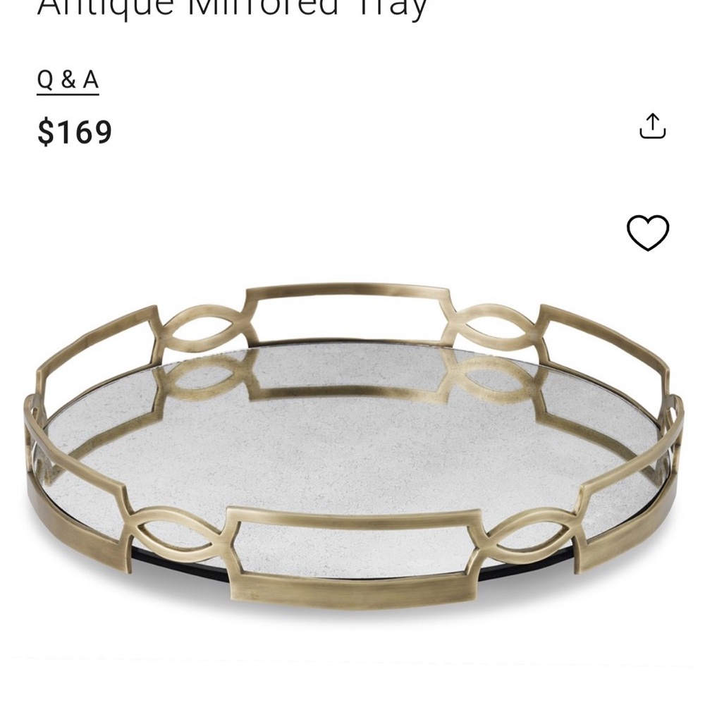 Antique Mirrored Decorative Tray in Brushed Gold
